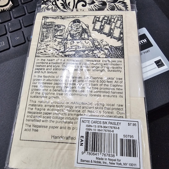 Handcrafted in Nepal Blank Paisley Note Cards Set 5 New in Package L👀K Vintage - Picture 5 of 13
